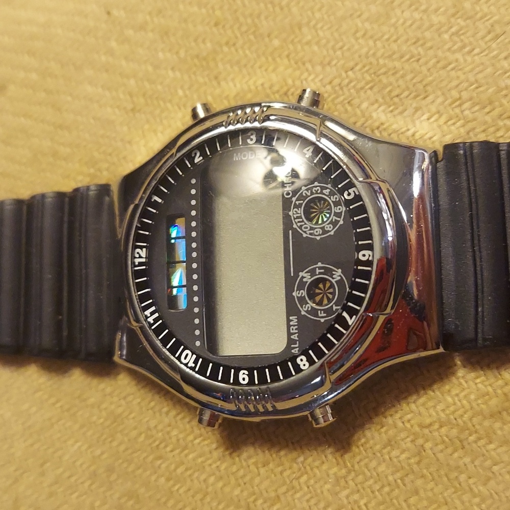 Vintage Chrono Water Resistant Watch Black Band